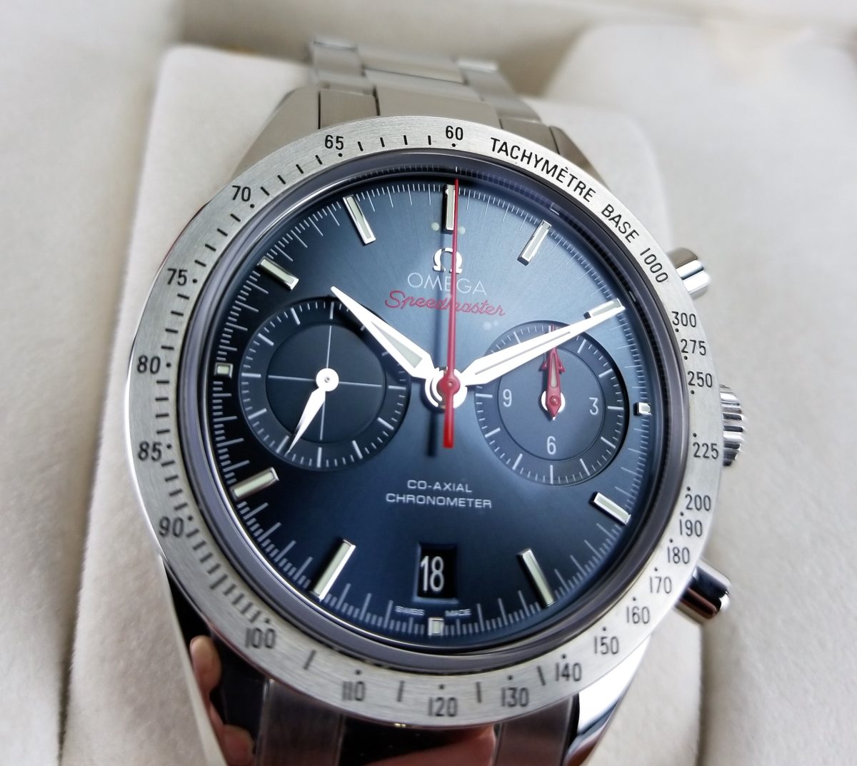 omega speedmaster 57 blue